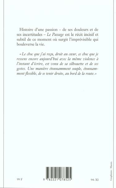 Quatrième de couverture de « LE PASSAGE »