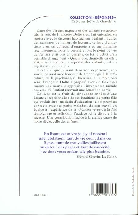 Quatrième de couverture de « LA CAUSE DES ENFANTS - NE »