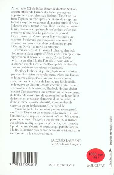 Quatrième de couverture de « SHERLOCK HOLMES - TOME 1 - NE - BQ - VOL01 »