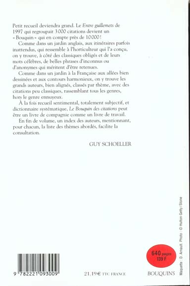 Quatrième de couverture de « LE BOUQUIN DES CITATIONS 10000 CITATIONS DE A A Z »