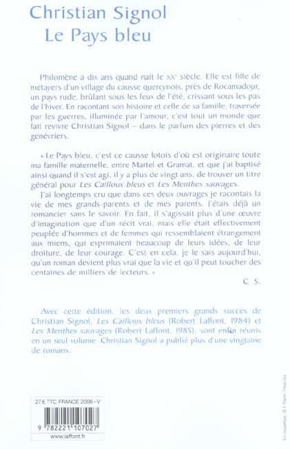 Quatrième de couverture de « Le Pays bleu : roman »