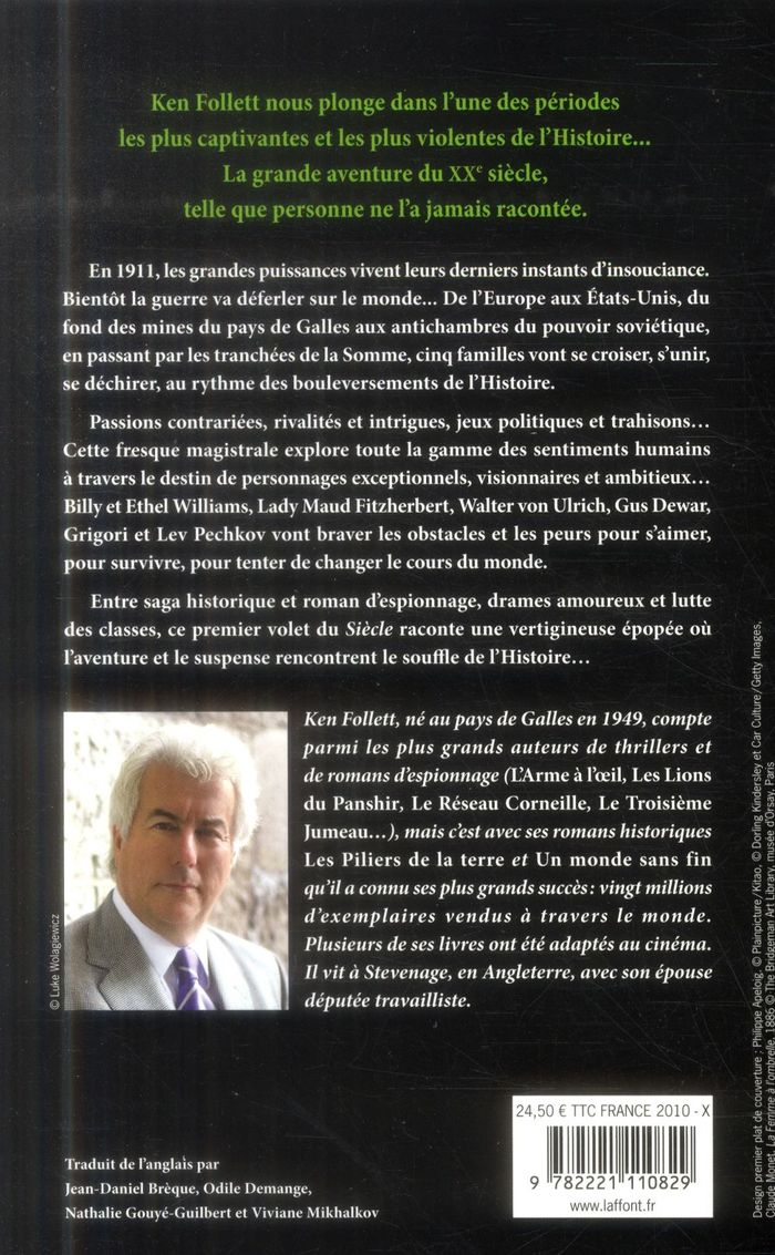 Quatrième de couverture de « La chute des géants : roman »