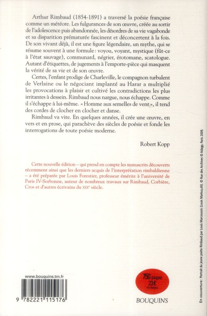 Quatrième de couverture de « Oeuvres complètes, correspondance »