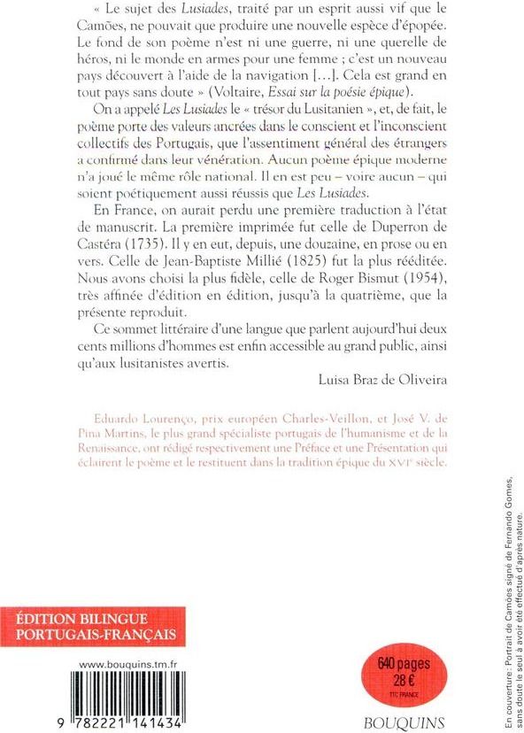 Quatrième de couverture de « LES LUSIADES - NE - EDITION BILINGUE PORTUGAIS-FRANCAIS »