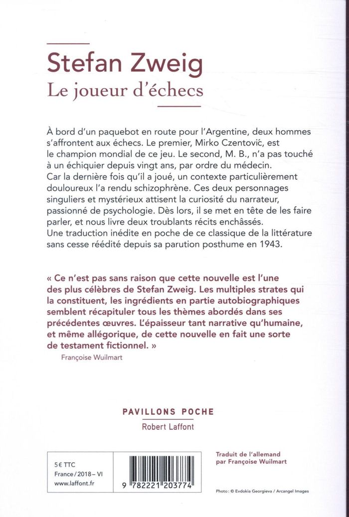 Quatrième de couverture de « Le joueur d'échecs »