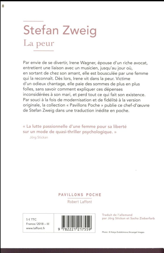 Quatrième de couverture de « La peur »