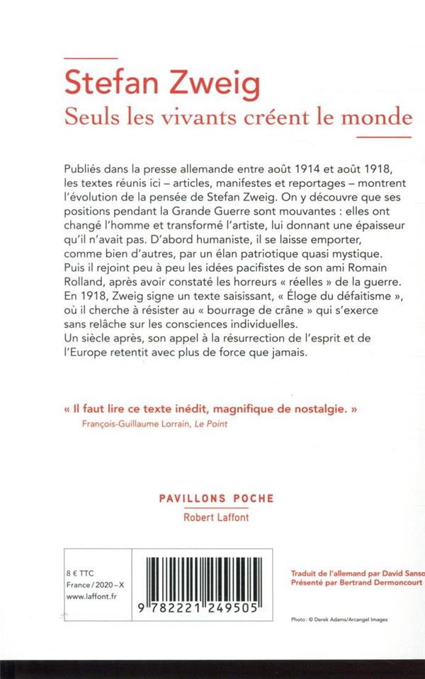 Quatrième de couverture de « Seuls les vivants créent le monde »