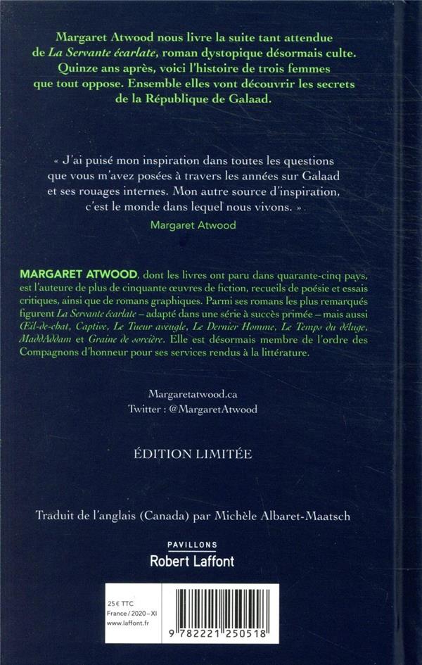 Quatrième de couverture de « Les testaments : roman »