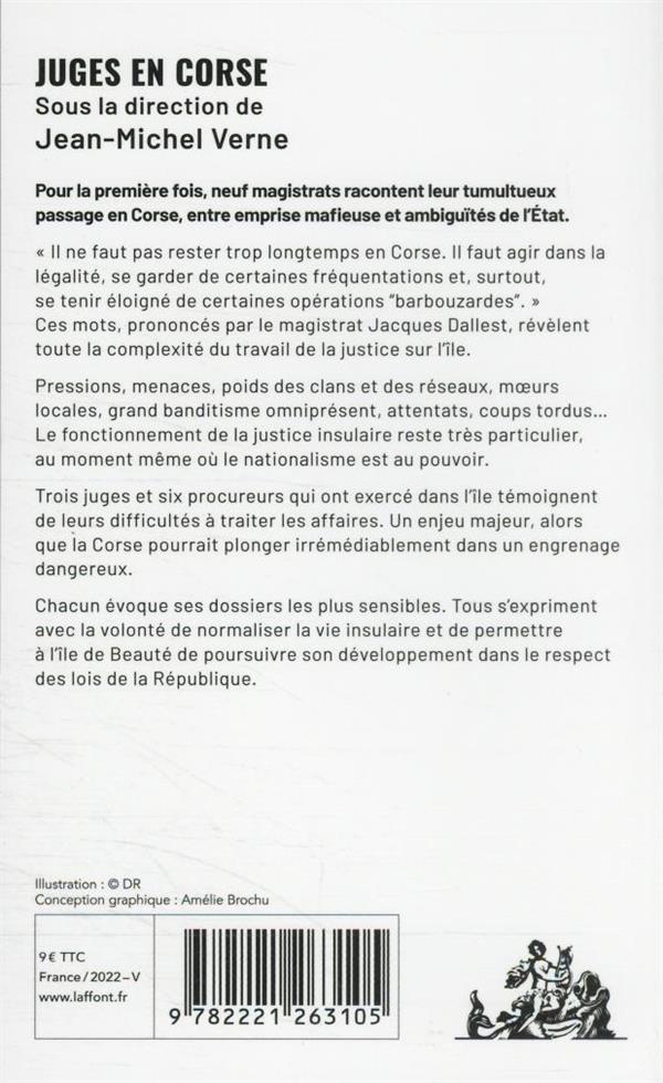 Quatrième de couverture de « JUGES EN CORSE »