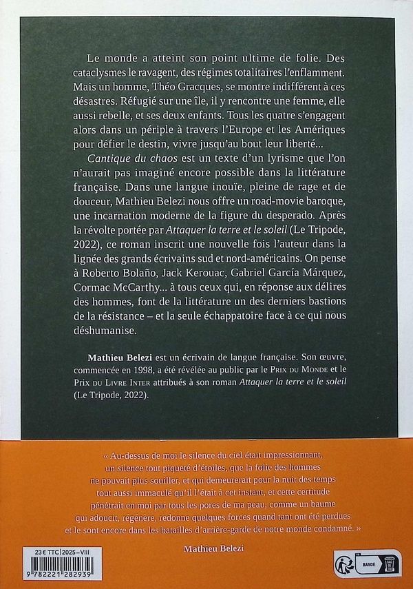Quatrième de couverture de « Cantique du chaos »