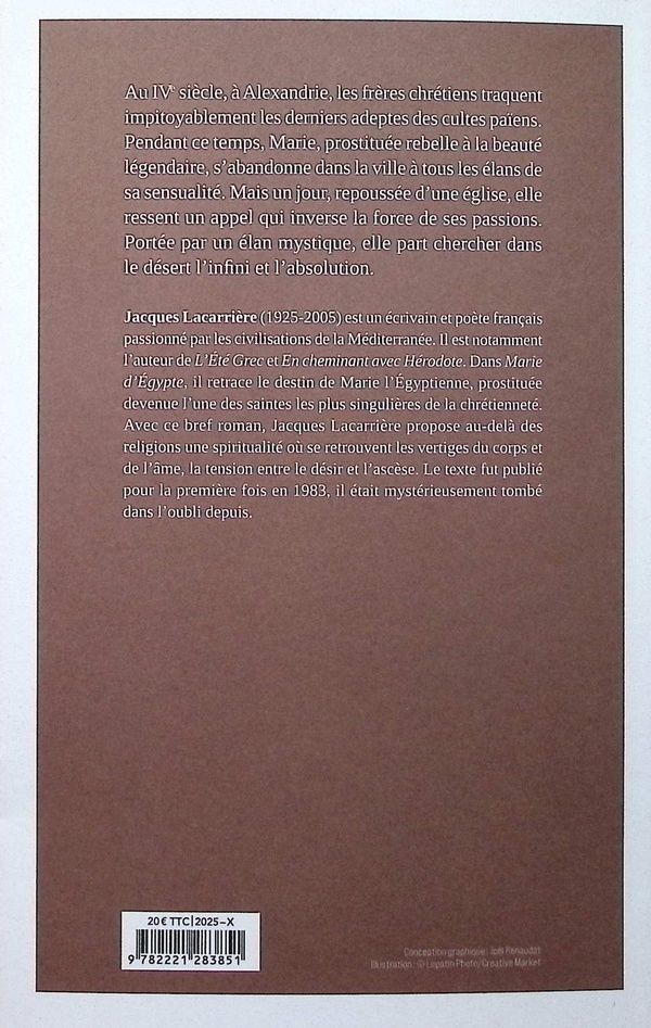 Quatrième de couverture de « Marie d'Égypte : ou Le désir brûlé »