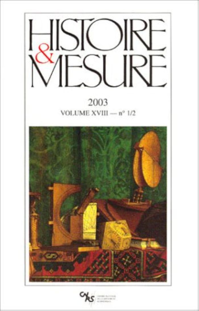 Couverture du livre « HISTOIRE ET MESURE 18/1-2 » de Collectif, librairie Les Contes Infusés à Corte