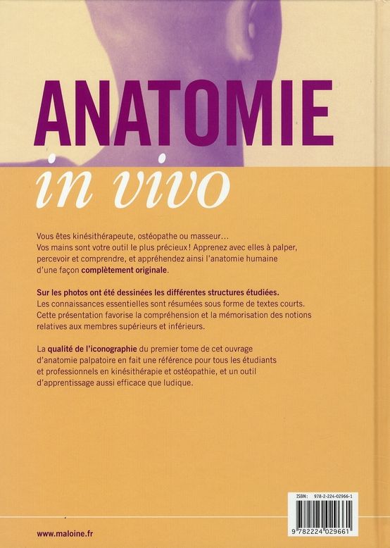 Quatrième de couverture de « ANATOMIE IN VIVO TOME 1 »