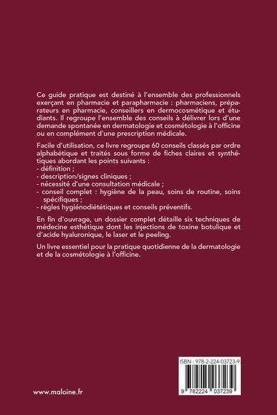 Quatrième de couverture de « Conseils en pharmacie : dermatologie & cosmétologie »