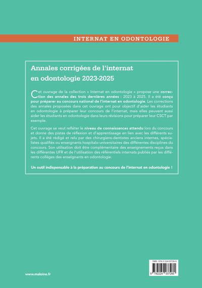 Quatrième de couverture de « Annales corrigées de l'internat en odontologie »
