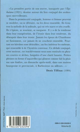 Quatrième de couverture de « BIBLIOTHEQUE ALBIN MICHEL POCHE - T01 - L'EPITHALAME »