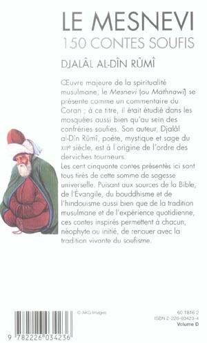 Quatrième de couverture de « SPIRITUALITES VIVANTES POCHE - T70 - LE MESNEVI - 150 CONTES SOUFIS »