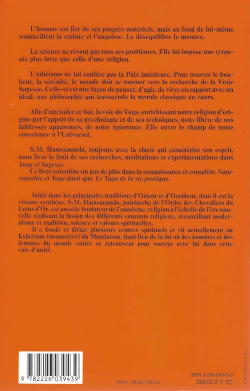 Quatrième de couverture de « YOGA ET SAGESSE. LE TRAVAIL SPIRITUEL DE L'HOMME MODERNE »