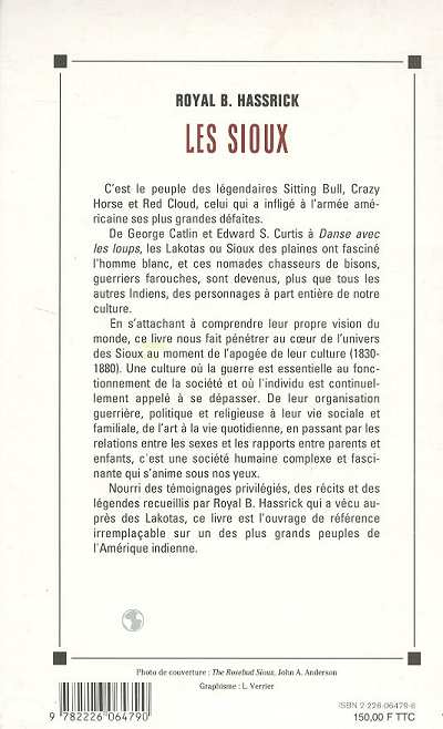 Quatrième de couverture de « LES SIOUX - VIE ET COUTUMES D'UNE SOCIETE GUERRIERE »