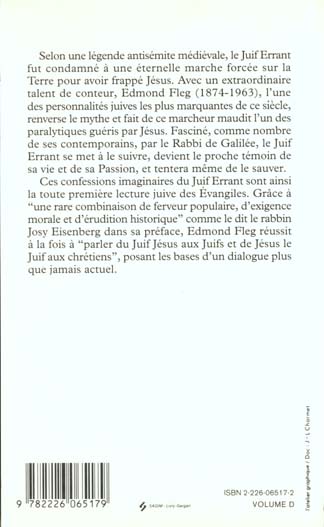 Quatrième de couverture de « JESUS RACONTE PAR LE JUIF ERRANT (ESPACES LIBRES - SPIRITUALITES VIVANTES) »