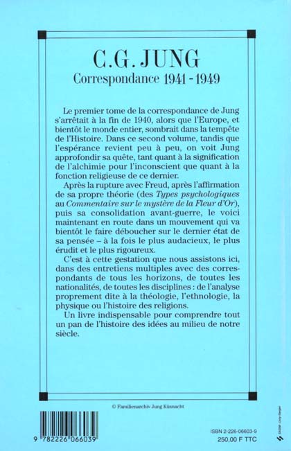 Quatrième de couverture de « CORRESPONDANCE - TOME 2 - 1941-1949 »