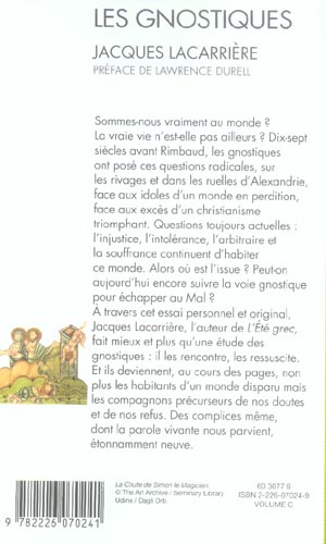 Quatrième de couverture de « SPIRITUALITES VIVANTES POCHE - T126 - LES GNOSTIQUES (ESPACES LIBRES - SPIRITUALITES VIVANTES) »