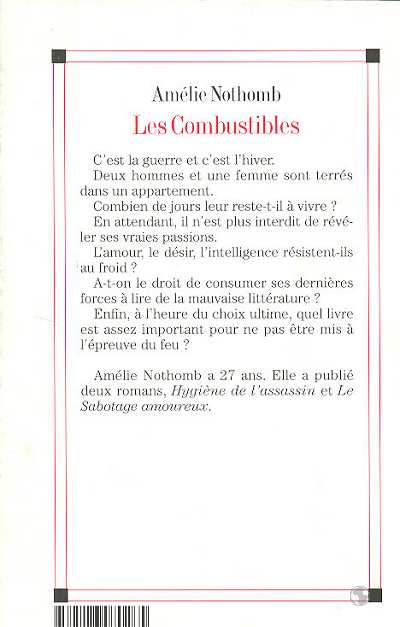 Quatrième de couverture de « LES COMBUSTIBLES »