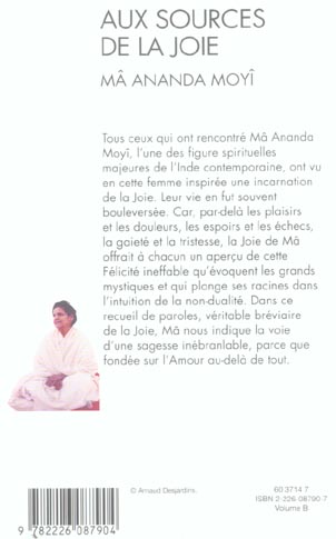 Quatrième de couverture de « AUX SOURCES DE LA JOIE (ESPACES LIBRES - SPIRITUALITES VIVANTES) »