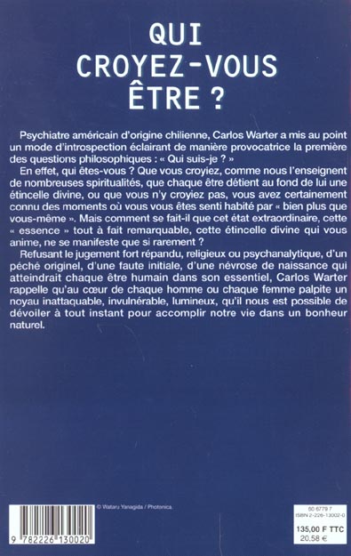Quatrième de couverture de « QUI CROYEZ-VOUS ETRE ? »