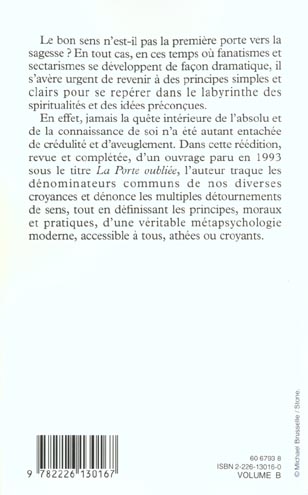 Quatrième de couverture de « ESPACES LIBRES - T115 - ELOGE DU BON SENS DANS LA QUETE DE SENS »