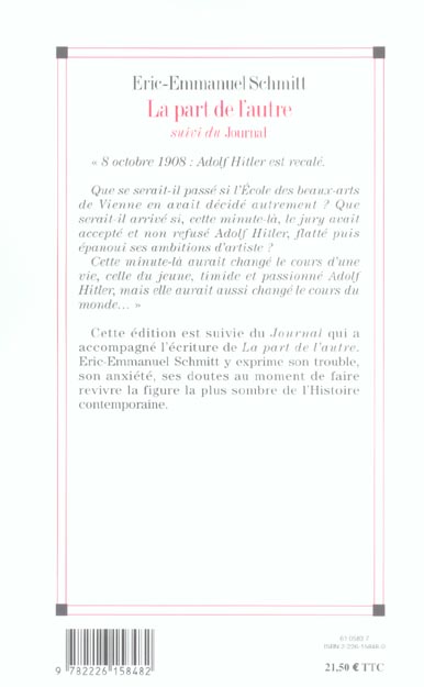 Quatrième de couverture de « LA PART DE L'AUTRE »