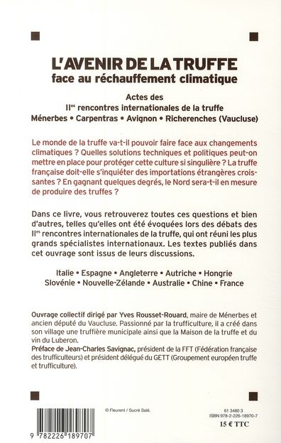 Quatrième de couverture de « L'AVENIR DE LA TRUFFE - FACE AU RECHAUFFEMENT CLIMATIQUE »