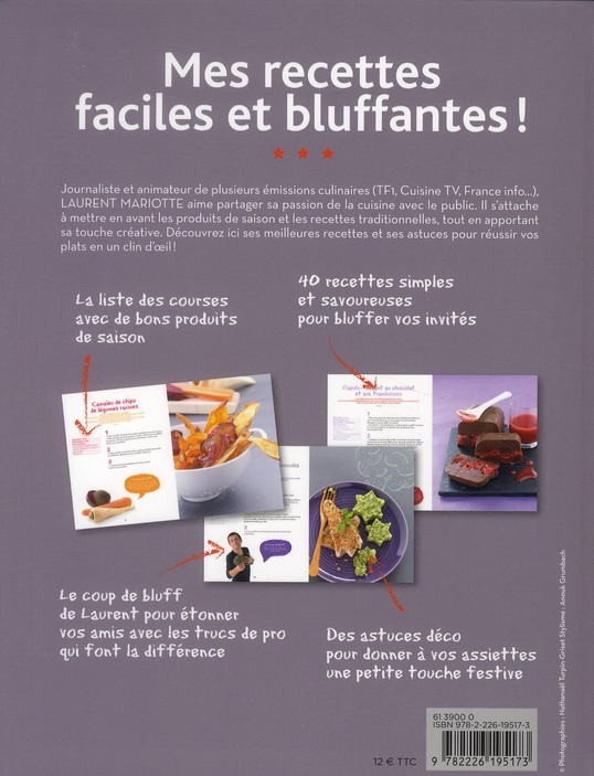 Quatrième de couverture de « Mes recettes faciles et bluffantes »