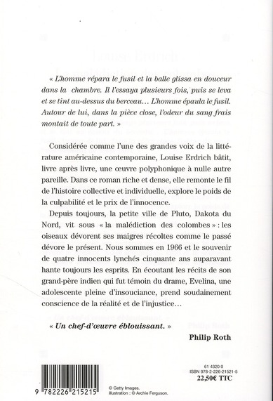 Quatrième de couverture de « La malédiction des colombes : roman »