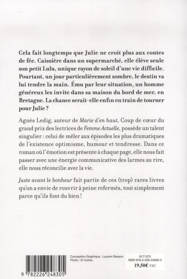 Quatrième de couverture de « Juste avant le bonheur : roman »