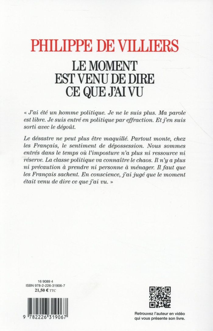 Quatrième de couverture de « Le moment est venu de dire ce que j'ai vu »