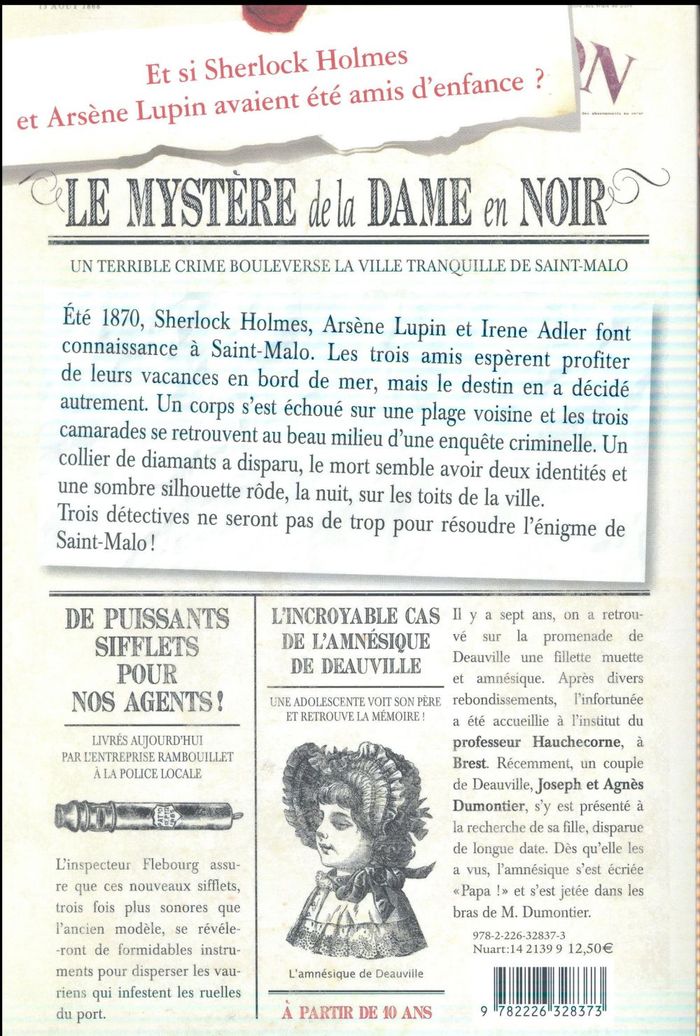 Quatrième de couverture de « Le mystère de la dame en noir »