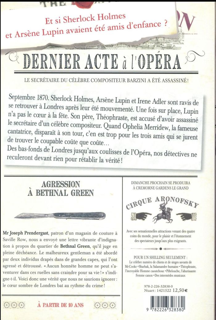 Quatrième de couverture de « Dernier acte à l'opéra »