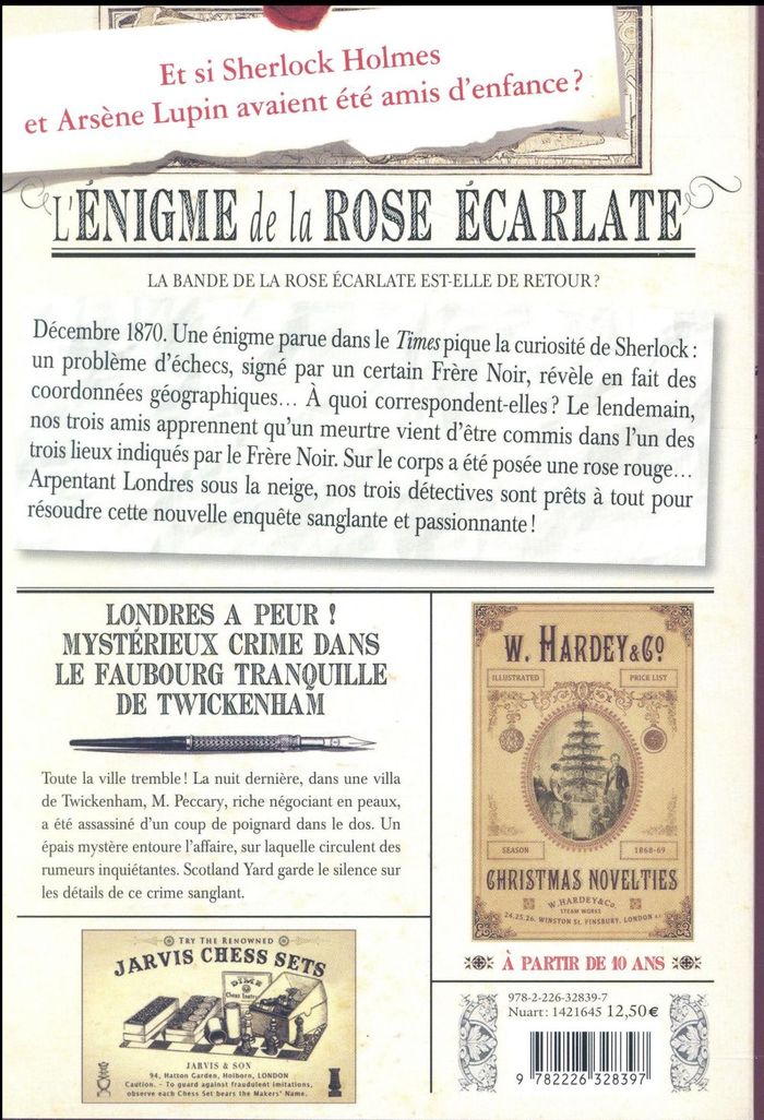Quatrième de couverture de « L'énigme de la rose écarlate »