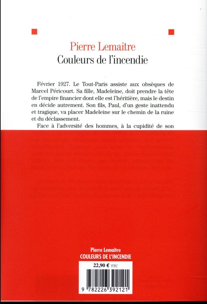 Quatrième de couverture de « Couleurs de l'incendie : roman »