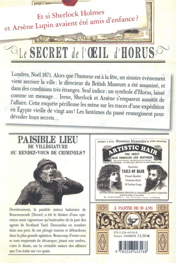 Quatrième de couverture de « Le secret de l'oeil d'Horus »