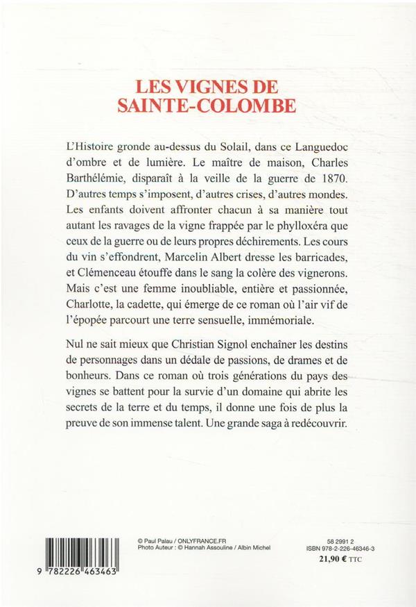 Quatrième de couverture de « Les vignes de Sainte-Colombe : roman »