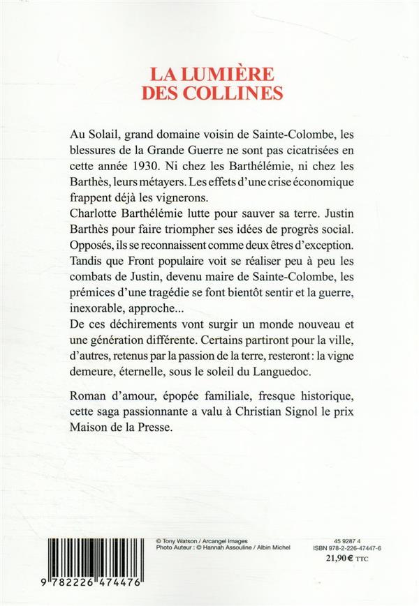 Quatrième de couverture de « La lumière des collines : roman »