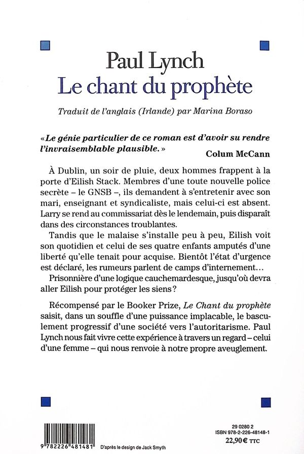 Quatrième de couverture de « Le chant du prophète : roman »
