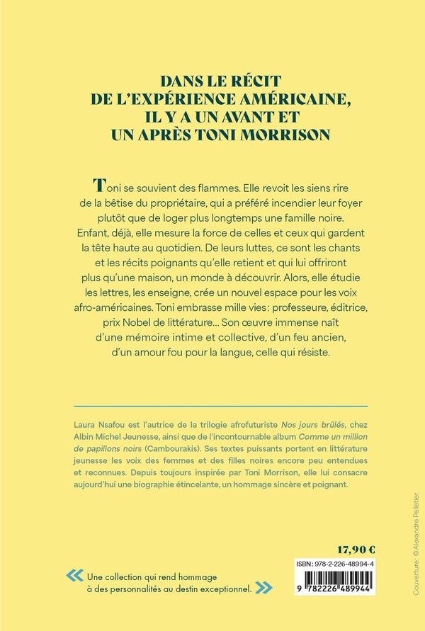 Quatrième de couverture de « ECRIRE AVANT L'AUBE - TONI MORRISON »
