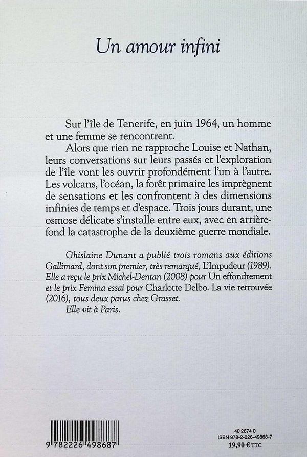 Quatrième de couverture de « Un amour infini : roman »