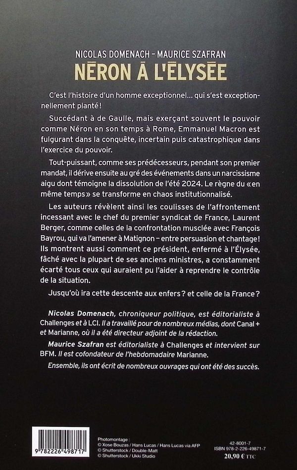 Quatrième de couverture de « Néron à l'Élysée »