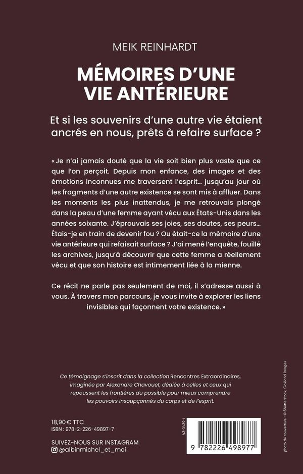 Quatrième de couverture de « Mémoires d'une vie antérieure »