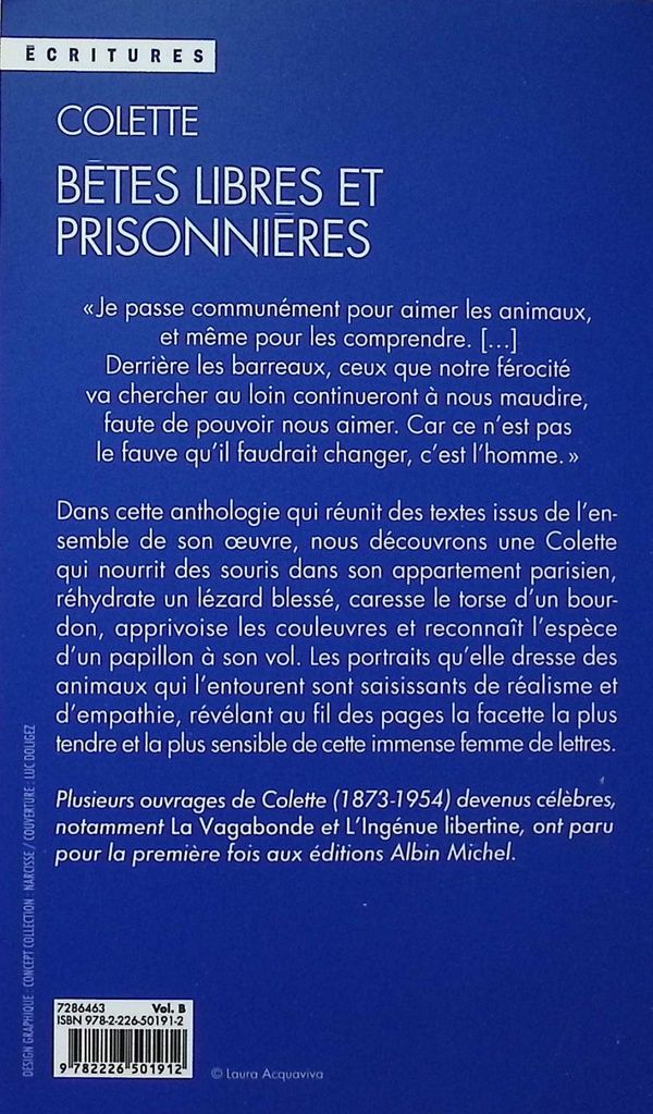Quatrième de couverture de « Bêtes libres et prisonnières : anthologie »