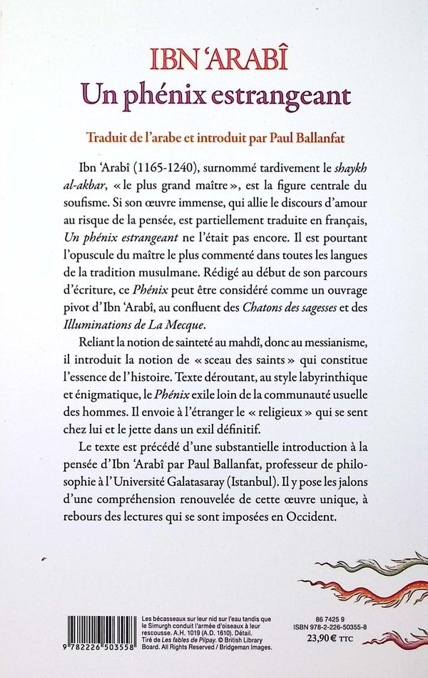 Quatrième de couverture de « Un phénix estrangeant : destiné à la connaissance du sceau des saints et du soleil du couchant »